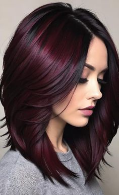 Dark Cherry Hair Color, Dark Cherry Hair, Cherry Hair Colors, Cherry Red Hair, Beauty Hair Color, Cherry Hair, Hair Color Purple, Highlights Brown Hair, Burgundy Hair