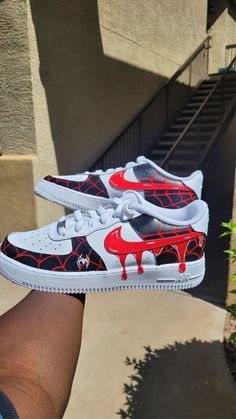 Miles Morales Painted Shoes, Spiderman Air Force 1, Cool Shoes For Boys, Kids Custom Shoes, Best Sandals For Men, Marvel Shoes, Spiderman Gifts