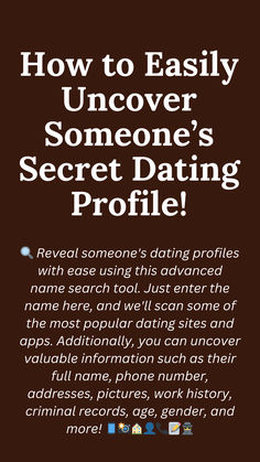 🔍 Simply enter the name, and we'll scan some of the top dating sites and apps. Plus, gain access to valuable details like their full name, age, gender, photo, phone number, email, home address, work history, marriage records, court records, and more! 📱📸🏠👤📞📝🕵️‍♂️ Husband Quotes Marriage, People Facts, Crocheted Dishcloths, Secret Dating, Calling Quotes, Romantic Good Morning Quotes, Hacking Tools, Inspirational Music Quotes, Love Texts For Him