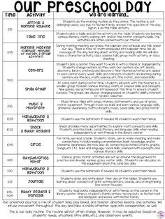 an image of the back to school day schedule for preschool and pre - k students