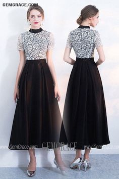 10% off now|Free shipping world-wide. Black And White Lace Retro Party Dress With Short Sleeves at GemGrace. Click to learn our pro custom-made service for wedding dress, formal dress. View #WeddingGuestDresses for more ideas. Short Sleeve Lace Bodice Party Dress, Prom Dresses With Lace Trim And Short Sleeves, Short Sleeve Prom Dress With Lace Trim, Short Sleeve Lace Dress For Prom, Short Sleeve Lace Dress For Prom Season, Lace Short Sleeve Dress For Prom Season, Evening Dresses With Lace Short Sleeves, Evening Dresses With Lace Sleeves, Evening Dress With Lace Short Sleeves