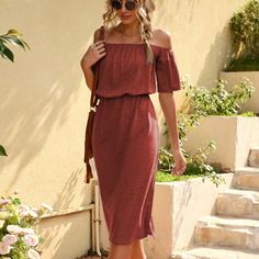 Brand New Never Worn Off The Shoulder Thigh Split Dress From Shein. Women’s Size 6 (Medium). Casual Stretch Midi Dress Off-shoulder, Casual Stretch Off-shoulder Midi Dress, Thigh Split Dress, Cinched Waist Dress, Split Dress Thigh, Dress From Shein, Shein Women, Shein Dress, Split Dress