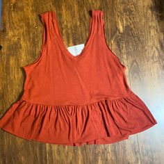 Double V Neck Tank. Nwt. Size Medium Cute Red V-neck Top, Cute Red Cotton Tank Top, Cute Red Tank Top For Spring, Cute Red Spring Tank Top, Cute Red Summer Tank Top, Red Peplum Tops For Summer, Red Peplum Tops For Spring, Casual Red Tops From Forever 21, Casual Red Forever 21 Tops