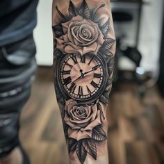 Bold Realism Tattoos Tattoo Flash Set Tattoos When You Lost Someone, Watch Tattoo Design, Pocket Watch Tattoos, Realism Tattoos, Watch Tattoo, Hand And Finger Tattoos, Watch Tattoos, Cool Tattoos For Guys, Dad Tattoos