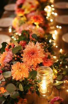 A wedding table decorated with affordable yet elegant centerpieces. Table Centerpiece Ideas, Table Decor Ideas, Rustic Wedding Table