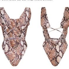 Beautiful Sexy Tight Fitting Swimsuit With Snake Design, Which Fits With Straps Chic Brown Party Swimwear, Brown One-piece Swimwear For Party, Sleeveless Brown Swimwear For Party, Brown Sleeveless Swimwear For Party, Brown Sleeveless Party Swimwear, Chic Brown Lined Swimwear, Chic Brown One-piece Swimwear, Chic Brown Stretch Swimwear, Trendy Brown Bodysuit For Night Out