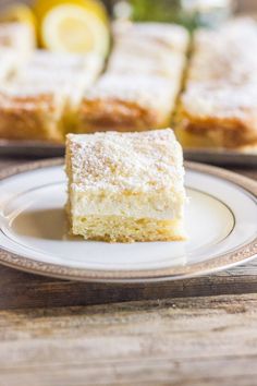 two pieces of lemon cake on a plate