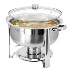 a stainless steel soup pot filled with vegetables