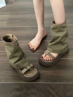 Sku CY-!165976 Material Denim , PU , Rubber Feature Split-Toe , Hollow , Split-joint , Zipper Occasion Casual , Office , Urban , Vintage Seasons Spring , Summer , Autumn Type Sandals , Boots , Platform Shoes Heels Height Low (1cm-3cm) Color KHAKI,BLACK Size 35,36,37,38,39 Please consult the size chart we provide for this item's measurements to help you decide which size to buy.Please note: There may be 1-3cm differ due to manual measurement. CMINCH Foot Length Foot Width 35 22.0-22.5 8.5 36 22.5 Platform Shoes Boots, Platform Shoes Sandals, Platform Shoes Heels, Boots Platform, Zipper Boots, Yoga Activewear, Casual Office, Kids Sweater, Pump Sandals