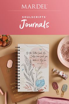 a notebook with the words, soul scripts journals on it next to some other items