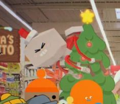 an animated christmas tree in a toy store