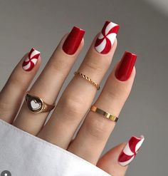 Nail Buffers, Candy Cane Nails, Red Christmas Nails, Red Acrylic Nails, Acrylic Nail Kit, Cute Christmas Nails, Christmas Gel Nails