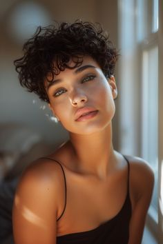 20 Gorgeous Short Haircuts For Curly Hair That Will Make You Ditch The Straightener Ear Length Curly Hair, Curly Hair With Undercut, Super Short Curly Hair, Pixi Haircut, V Shape Hair, Curly Crop