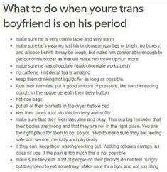 an article about what to do when you're trans boyfriend is on his period