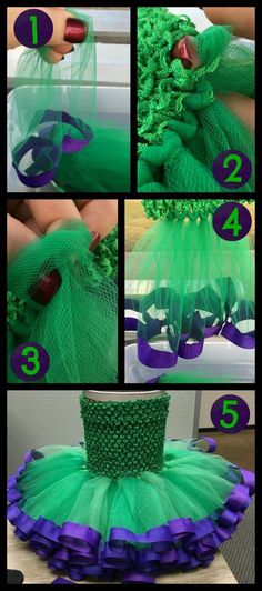 instructions to make a green and purple tutule dress