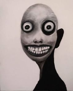 a drawing of an alien with big eyes