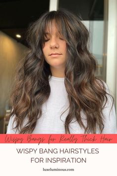 The only way to achieve wispy bangs with really thick hair is if you combine them with curtain bangs, leaving the center wispy and the rest gradually blending in. This is a great look for those with thick hair wanting to balance out a round or square face shape. Follow the link for more inspiration! Source: @brialaimostylist | Instagram Square Face Shape, Square Face, Square Faces, Curtain Bangs, Face Shape