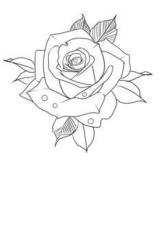 a black and white drawing of a rose