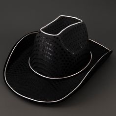 Black color is liked by all and you are sure to find a lot of accessories in black color however they are not as cool as the EL wire cowboy / cowgirl hats in black color. The lighted hats come with contrasting EL wire and black colored sequins which ensure that the glow in the dark hats are visible even from a distance and you are able to stand out in a crowd. The trendy, funny, crazy & cute sequined cowboy / cowgirl hat is unisex and comfortable to wear and you can make the best of the products Brimmed Black Costume Hat For Western-themed Events, Black Halloween Festival Hat Bands, Brimmed Black Hats And Headpieces For Western-themed Events, Western Black Costume Hats And Headpieces For Rodeo, Western Black Costume Hat For Rodeo, Western Black Hat Bands For Halloween, Western Black Costume Hats And Headpieces For Country Events, Western Black Costume Hats For Festivals, Western Black Costume Hat For Country Events