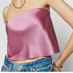 Brand New Reformation Silk Top. Never Ended Up Wearing. Beautiful Fabric And Easy Fit For Summer Or Under A Blazer! Pink Satin Top For Evening, Purple Satin Party Top, Chic Purple Silk Top, Purple Satin Top For Spring, Spring Purple Satin Top, Pink Silk Top For Night Out, Silk Pink Tops For Night Out, Pink Silk Tops For Night Out, Silk Tube Top