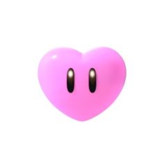 a pink heart shaped object with two black eyes on it's side, against a white background