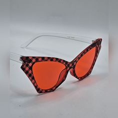 Clearance Firm Price On All Clearance Items 100% Uv400 Protection Colored Sunglasses, Cat Eye Sunglasses, Lady In Red, Cat Eye, Gingham, Sunglasses, Red, Women Shopping, Color