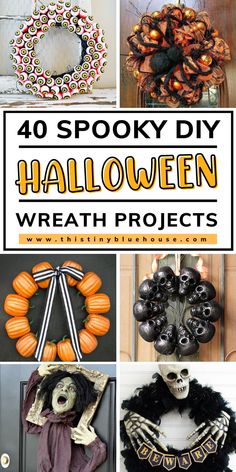 40 spooky diy halloween wreath projects for the front door or entryway