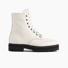 Women's Combat Boot In Ecru White Leather - Thursday Boot Company Thursday Boot Company, Thursday Boots, Boot Companies, Womens Combat Boots, Lace Up Combat Boots, Combat Boot, Nike Flex, Metal Zipper, Leather Gloves