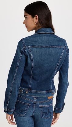 Fitted Collared Denim Jacket With Pockets, Classic Fitted Denim Jacket For Workwear, Fitted Collared Denim Jacket, Fitted Collared Denim Jacket With Button Closure, Fitted Collared Denim Jacket In Denim Blue, Fitted Denim Jacket With Flap Pockets, Fitted Button-up Denim Jacket For Work, Fitted Denim Jacket With Buttoned Pockets And Collar, Fitted Denim Jacket For Work