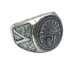 Spartan helmet silver signet ring 6 US/CA Ancient Style Silver Ring For Gift, Ancient Style Engraved Silver Rings, Silver Engraved Rings In Antique Style, Silver Engraved Rings In Vintage Style, Warrior Symbols, Cool Rings, Helmet Ring, Brave Man, Hand Casting