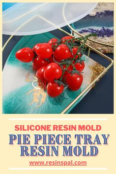 there is a plate with tomatoes on it and the words siloone resin mold