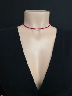 "Garnet choker necklace, beaded necklace. More items in garnet: https://www.etsy.com/shop/StephanieMartinCo?ref=seller-platform-mcnav&search_query=garnet Available at checkout in different lengths. ❤ SIZES This item comes in several sizes, kindly choose at checkout. The easiest way to find out which length suits you best is to measure a necklace you already own, from one end to the next, including clasp. You can also use the diagram on the pictures as a reference, but keep in mind that we all ha Cheap Red Choker With Tiny Beads, Red Minimalist Beaded Necklace With Tiny Beads, Minimalist Red Beaded Necklace With Tiny Beads, Red Minimalist Beaded Necklace, Red Choker With Tiny Beads, Red Necklace, Jewelry Essentials, Body Size, Beaded Choker