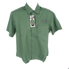 Features: Brand: Eddie Bauer Color: Duck Green Closure: Button Neckline: Collared Sleeve Length: Short Style: Tech Shirt Fit: Classic Upf 40 Sun Protection Moisture Wicking Material: 100% Polyester Retail: $70.00 Pattern: Solid Season: All Machine Wash Made In Bangladesh Bin: 2340 - Indigo F Size: Mens Small Condition: New With Tags Duck Green, Hooded Flannel, Red Plaid Flannel, Columbia Shirt, Tech Shirt, Button Down Shirt Mens, Long Sleeve Flannel, Striped Long Sleeve Shirt, Green Shirt