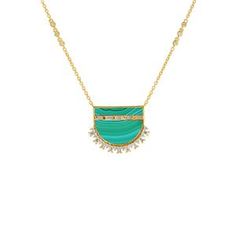 Soteria Eleos Necklace - Carol Brodie Collection The Chain, Baguette Cut, Art Deco Inspired, Half Moon, Gold Plated Sterling Silver, Diamond White, Handmade Silver, Turquoise Necklace, Natural Gemstones