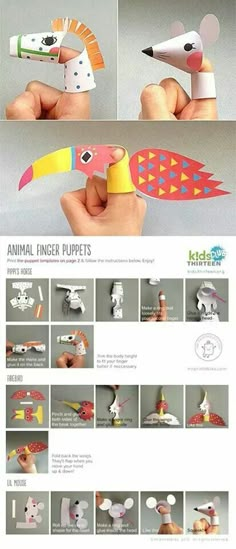 the instructions for how to make an animal finger puppets