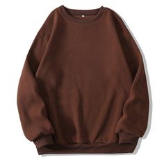 F00146240-1201 Chic Fall Fashion, Round Neck Sweatshirts, Cardigan Long, Round Neck Sweaters, Fleece Sweater, Loose Tops, Fall Fashion Outfits, Brown Fashion, Comfortable Outfits