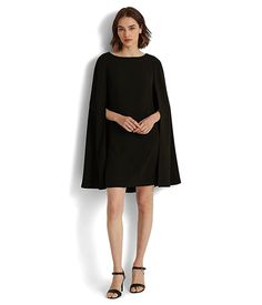 LAUREN Ralph Lauren Cape Georgette Cocktail Dress Starcruiser Outfits, Black Cape, Capes For Women, Womens Cocktail Dresses, Dress Cocktail, Cape Dress, Black Cocktail Dress, Ralph Lauren Womens, Badgley Mischka