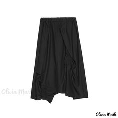 Olivia Mark - Classic Black Midi Skirt - Casual and Comfortable A-line Skirt Versatile Black Skirt For Fall, Casual Asymmetrical Gathered Maxi Skirt, Casual Asymmetrical Maxi Skirt With Gathered Detail, Black Voluminous Long Skirt, Black Long Skirt With Voluminous Fit, Casual Asymmetrical Voluminous Skirt, Casual Voluminous Asymmetrical Skirt, Black Voluminous Skirt For Fall, Asymmetrical Pleated Black Skirt