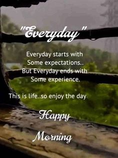 a wooden bench with the words everyday starts with some expectations