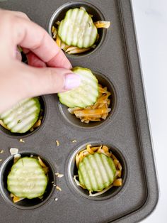 Cheese Pickle Ranch Appetizer, Oven Fried Pickles Easy, Oven Fried Pickles Recipe, Cheese Pickles In Muffin Tin, Oven Baked Pickles, Cheesy Fried Pickles, Pickles Recipes Appetizer, Fried Pickles Baked, Cheese Pickle Chips Muffin Pan