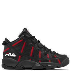 Style: 1bm01788-014 Color: Blk/Fred/Wht Gender: Mens Fila Stackhouse Spaghetti, Fila Grant Hill, Fila Ray Tracer, White Athletic Sneakers, High Top Basketball Shoes, Fila Disruptors, Number 30, Fila Shoes, Shipping Labels