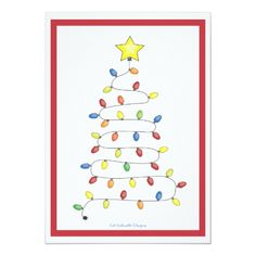 a christmas tree card with lights on it