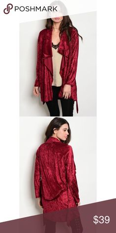 New long sleeve wine velvet cardigan New Lucius wine velvet long sleeve cardigan. 100% polyester. Sweaters Cardigans Velvet Cardigan, Sleeve Cardigan, Long Sleeve Cardigan, Sweater Cardigan, Sweaters & Cardigans, Cardigans, The Social, Ruffle Blouse, Sweaters For Women