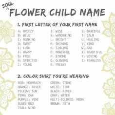 the flower child name poster is shown