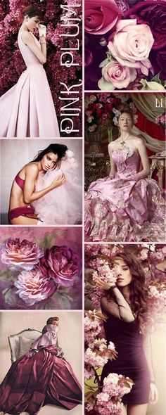 a collage of photos with flowers in the background