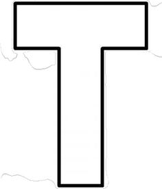 the letter t is made up of black and white paper with an outline on it