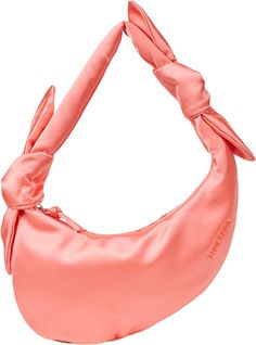 Coral Everyday Shoulder Bag With Loop Closure, Evening Hobo Bag With Single Shoulder Strap, Evening Handheld Hobo Bag With Single Strap, Hobo Bag, Coral, Satin, Pumps