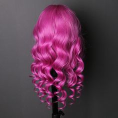 100% Virgin human hair Lace Front Wig 150% hair density Loose Wavy Hot Pink 18 inch Wavy Lace Wig, Wig Buy, Bangs Ponytail, Curly Lace Wig, Ombre Lace Front, Purple Wig, Green Wig, Spiral Curls, Human Wigs