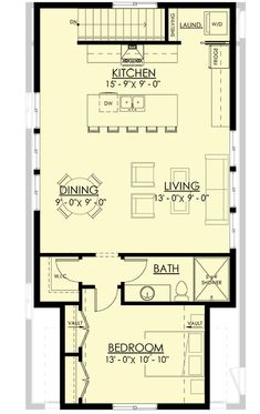 the floor plan for a two bedroom apartment with an attached kitchen and living room area