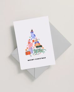 a card with an image of a christmas tree on it